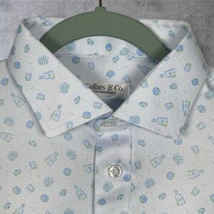 Collars & Co Polo Shirt Mens M Tequila Shot Dress Collar Golf Cinco de Mayo NEW